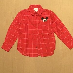 Mickey Mouse Holiday/ Christmas Red and White striped Button Long sleeve shirt